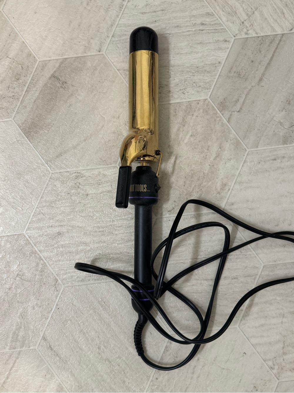 Gold Extended Barrel Curling Iron - Black Handle